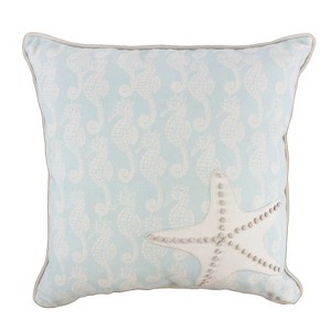 Beachcombers Light Blue Seahorse Throw Pillow - 1 of 2