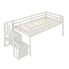 Twin Size Loft Bed, Pine Wood Twin Loft Bed Frame with Staircase, Storage Space, Slide, Full-Length Safety Guardrails for Bedroom - 2 of 4