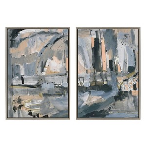 (Set of 2) 23" x 33" Sylvie Harbor Nights Framed Canvas Art Set: Modern Decor for Home - Kate & Laurel All Things Decor - 1 of 4