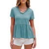 EXLURA Women's Summer Short Sleeve Peplum Babydoll Tops Cute V Neck T Shirts - 2 of 4