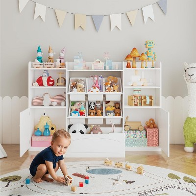 4-Tier Kids Toy Organizer,6 Removable Bins & Bookshelf Storage for Nursery, Bedroom, Classroom,Playroom