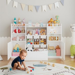 4-Tier Kids Toy Organizer,6 Removable Bins & Bookshelf Storage for Nursery, Bedroom, Classroom,Playroom - 1 of 4