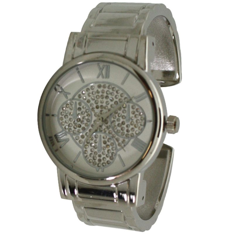 Olivia Pratt Stainless Steel Crystal Detail Bangle Watch, 1 of 6