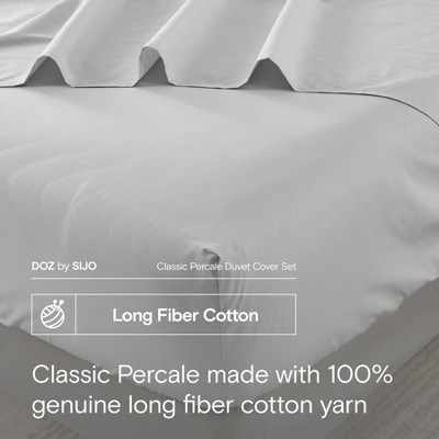 Storm Gray Long Staple Cotton Percale Duvet Cover Set