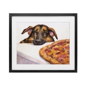 Stupell Industries German Shepherd with Pizza Framed Print Under Glass Art - 1 of 4