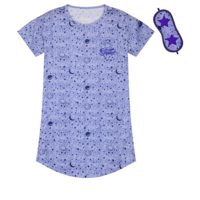 Sleep On It Girls Super Soft Jersey Pajama Sleep Shirt with Matching Sleep Mask