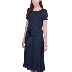 NY Collection Womens Swiss Dot Pin Tuck Midi Dress - 1 of 1