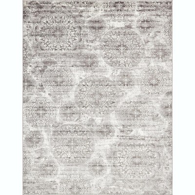 Grand Sofia Distressed Gray and Ivory 9' x 12' Synthetic Area Rug