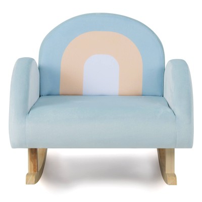 Infans Toddler Rocking Chair Children's Upholstered Velvet Rocker Kids Armchair Blue