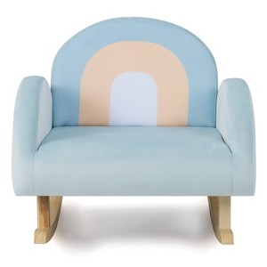 Infans Toddler Rocking Chair Children's Upholstered Velvet Rocker Kids Armchair Blue - 1 of 4