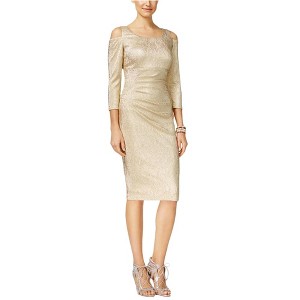 I.N.C International Concepts Womens Cold Shoulder Sheath Dress, Metallic, 6 - 1 of 1