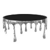 Royal Hampton Coffee Table | 36 Inch Round Glass Top | Melting Drip Design | Silver - 3 of 4