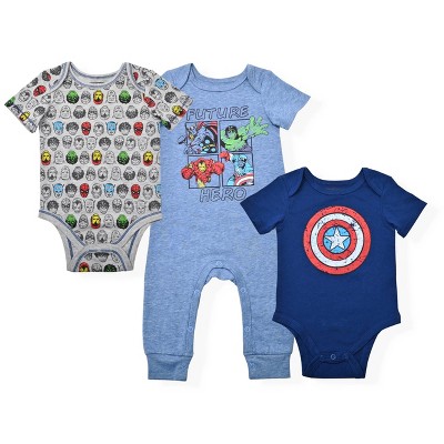 Image of Baby Boys' 3pc Marvel Top & Bottom Set - Blue 12M