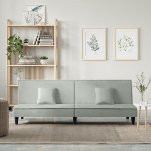 vidaXL Sofa Bed Light Gray Velvet - 1 of 4