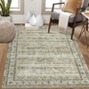 6 x 9 ft Polyester Imitation  Green Rectangular Hallway Bathroom Entryway Kitchen Office Foldable Flower Printed  Washable Area Rug - 4 of 4