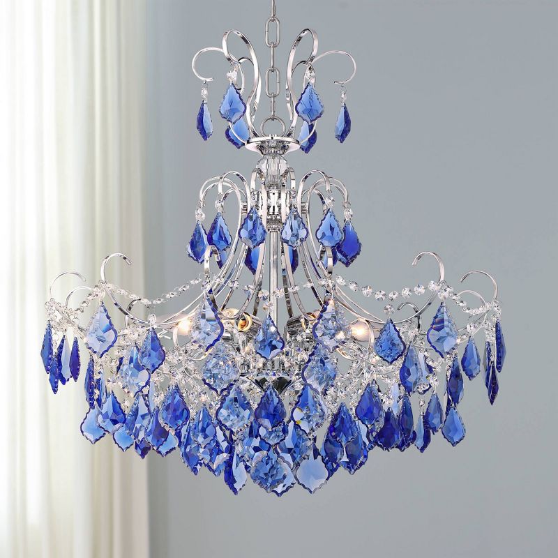Vienna Full Spectrum Alpine Chrome Chandelier 26" Wide French Blue Crystal 6-Light Fixture for Dining Room House Foyer Kitchen Island Entryway Bedroom, 2 of 10