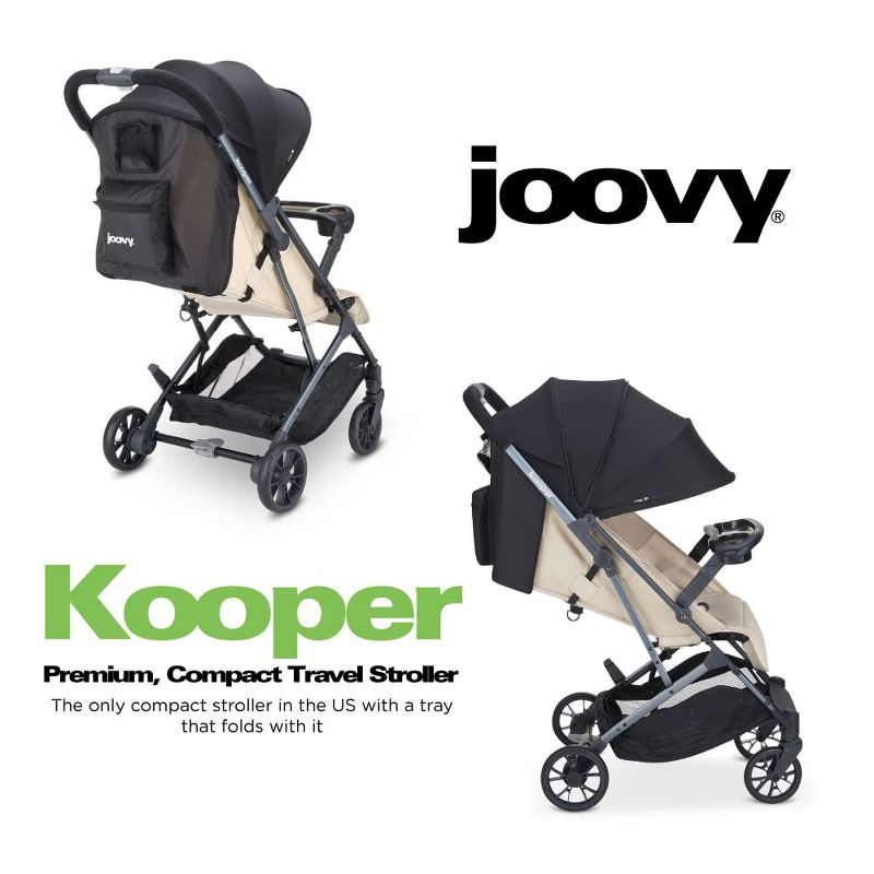 Joovy Kooper Lightweight Compact Single Stroller With Tray, Sand, 3 of 5