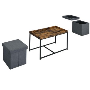 NicBex Modern Square Coffee Table Set of 5 with 4 Storage Stools and Metal Frame for Living Room - 1 of 4