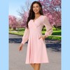 Seta T Women's V Neck Wrap Swiss Dots Semi-Sheer Lantern Long Sleeves Midi Swing Dresses - 3 of 4