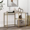 Costway 42”Modern Console Table Tempered Glass Entryway Table with 2 Open Shelves & Metal Frame Gold - 2 of 4