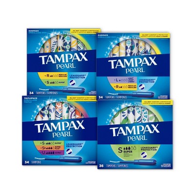 Tampax Pearl Tampons Plastic Applicator Super Plus Unscented 3 boxes of 36  Count