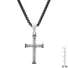 Steeltime 24" Men's two tone black ip and stainless steel cross pendant with simulated black diamonds - 3 of 4
