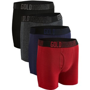 Gold Standard 4-Pack Mens Soft Cotton Boxer Briefs Premium Stretch - 1 of 4