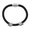 Chisel Stainless Steel Polished Skull Beads on Black Leather 8.75" Bracelet - 4 of 4