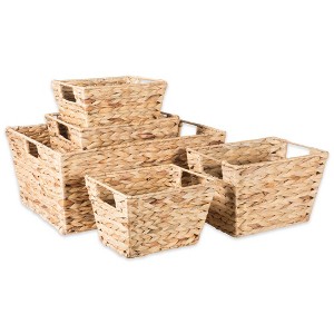 Design Imports Set of 5 Natural Water Hyacinth Baskets - 1 of 4