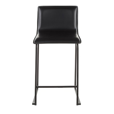 Mara 26" Black Faux Leather and Metal Counter Stools Set