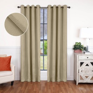 Classic Linen Design Room Darkening Semi-Blackout Curtains, Set of 2 by Blue Nile Mills - 1 of 4