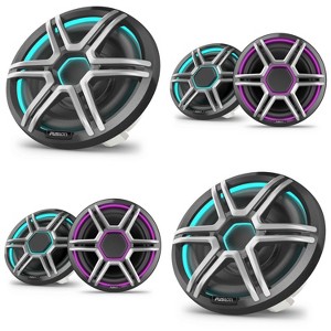 Garmin Fusion 2 Pairs Apollo AP-FL88SPG 8.8" LED Marine Speakers Sport Grills, Gray, Pair with 2 Garmin Fusion Apollo AP-SL10SPG 10" LED Marine Sub... - 1 of 4