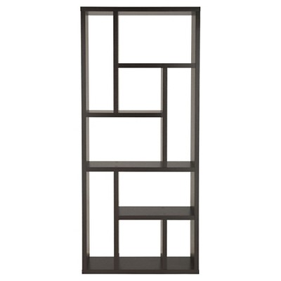 HOMES: Inside + Out 71" Stanza 9 Shelf Bookcase Canyon Cappuccino: Modern Puzzle Design, Room Divider