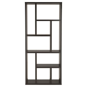 HOMES: Inside + Out 71" Stanza 9 Shelf Bookcase Canyon Cappuccino: Modern Puzzle Design, Room Divider - 1 of 4
