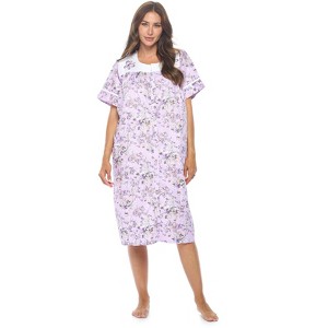 Casual Nights Women's Snap-front House Dress Short Sleeve Woven Duster Housecoat Lounger Sleep Dress - 1 of 4
