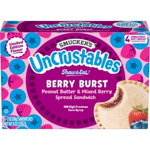 Smucker's Uncrustables Frozen Peanut Butter & Mixed Berry Spread Sandwich - 8oz/4ct - 1 of 4