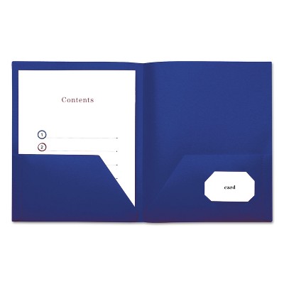 Universal Two-Pocket Plastic Folders 11 x 8 1/2 Navy Blue 10/Pack 20541