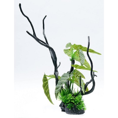 Penn-Plax Aqua Plant Driftwood Aquarium Decor Ornament Large Green Leaf