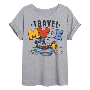 Women's - Disney - Travel Mode Mickey Oversized Graphic T-Shirt - 1 of 4