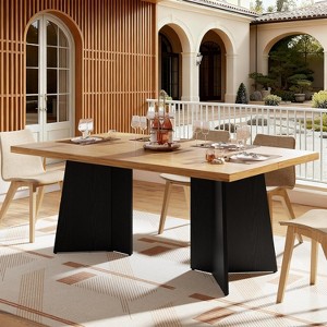 Dining Table for 6-8 People,63" Modern Long Kitchen Table with Large Tabletop & Heavy Duty Pedestal Legs - 1 of 4