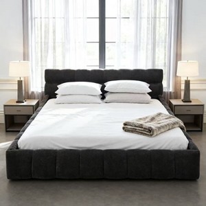 Homy Casa Upholstered Platform Bed Frame with Tufted Headboard, for Bedroom or Guest Room - 1 of 4