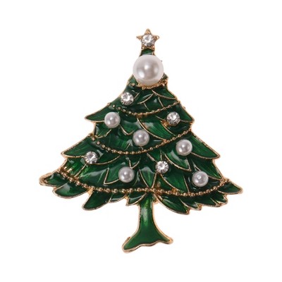 Unique Bargains Christmas Brooches HC145 Alloy Dripping Wax Green 1.5"x1.65" 1 Pc