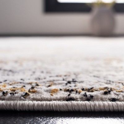 Amalfi 6'7" Square Cream and Gold Abstract Area Rug