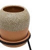 Splatter Planter, Saucer & Stand Black Metal & Tan Terracotta by Foreside Home & Garden - 4 of 4