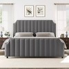 Whizmax Platform Bed Frame with Headboard, Velvet Upholstered Bed Frame King with Vertical Channel Tufted Headboard & Footboard, Nailhead Trim - 2 of 4