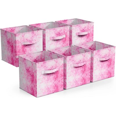 DOMETOUR Colorful Storage Cubes Storage Bins Set of 6, 11 Inch Foldable Fabric Storage Box with Handles Closet Organizers for Shelves