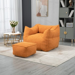 NicBex Boucle Fabric Bean Bag Chair for Adults and Kids,Lazy Sofa Chair with Armrests and Footstool,Modern Lounge Chair for Living Room - 1 of 4