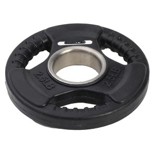 HolaHatha 2.5-Pound Olympic Rubber Coated Solid Cast Iron Weight Plate with Tri Grip Handle for Full Body Strength Training Workouts, Black - 1 of 4