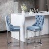 CAVINAS 26" Counter Height Bar Stools with Metal Base,Set of 2 Velvet Barstools with Button Back & Rivet Trim for Kitchen Island & Dining - 3 of 4