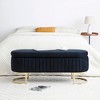 Vynxaria 50" Black Velvet Oval Bench - Elegant Ottomans and Benches with Modern Storage Design - 2 of 4